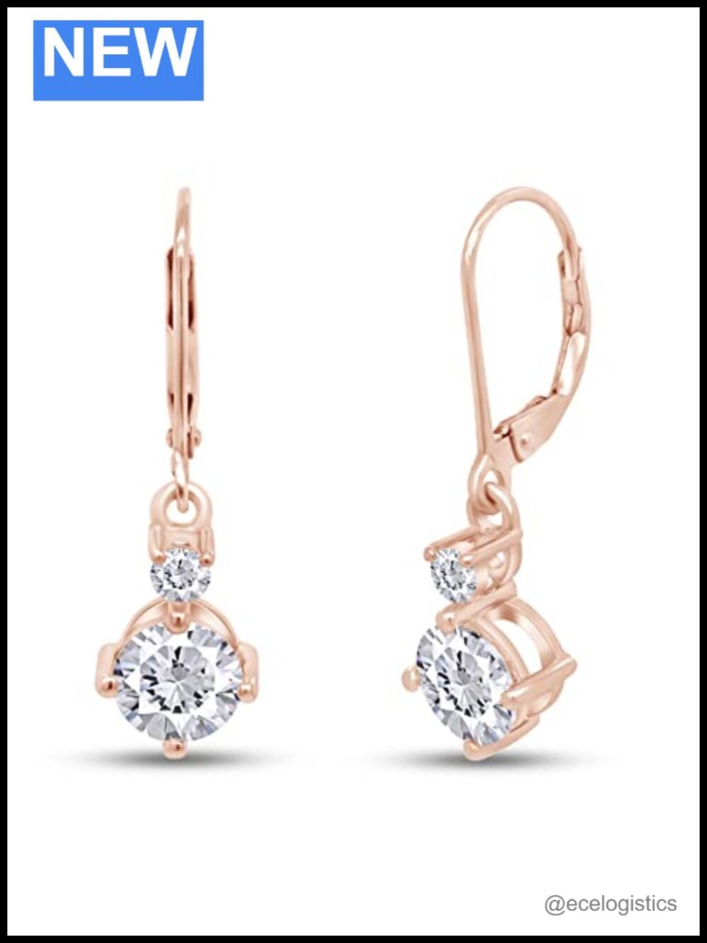 Lab Created Moissanite Lever Back Dangle Drop Earrings 14K Gold Over Sterling